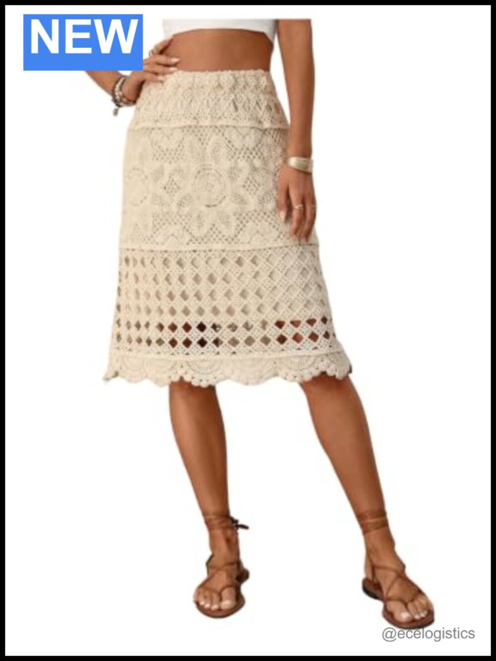 Crochet Skirt Hollow Out High Waist Knit Fall Vintage Boho Style